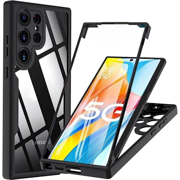 E.f.connection Skyddsfodral - Efconnection - För Samsung Galaxy S23 Ultra - Hård - Repbeständig - 360 Grader Integrerad Svart