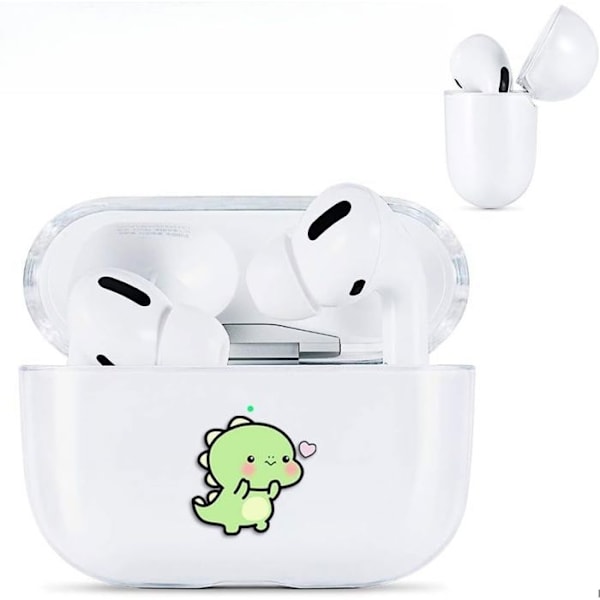 E.f.connection Coque Airpods Pro 2 - Hård Skydd - Dinosauriemönster - Stötabsorberande - Repbestandig - Transparent