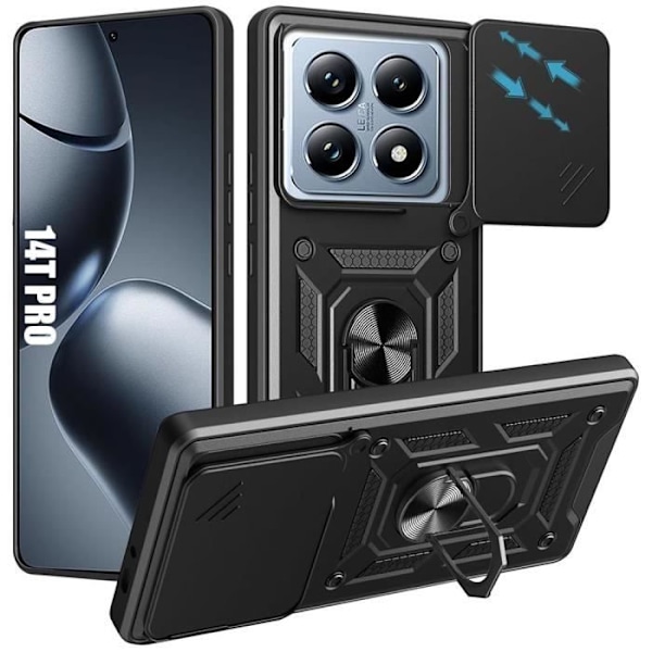 E.f.connection Skyddsskal - Xiaomi - 14T Pro - Stötabsorberande - Bakre Ringfäste - Svart