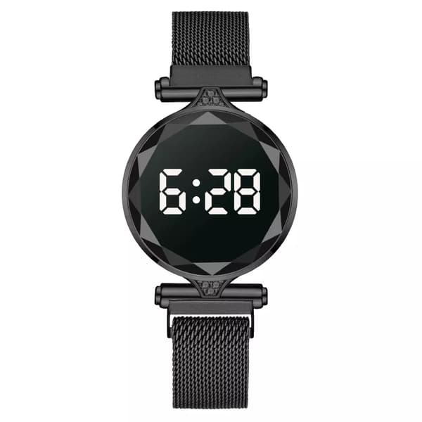 Luksus digitale magnetiske ure til kvinder rosaguld rustfrit stål kjole LED quartz ur dameur Relogio Feminino
