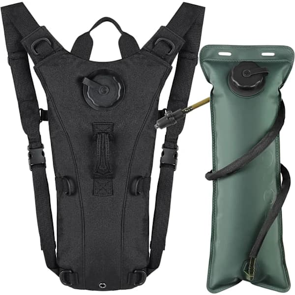 Lettvekts drikkesekk med 3L vannbeholder, unisex løpesekk for terrengsykling og fotturer, svart