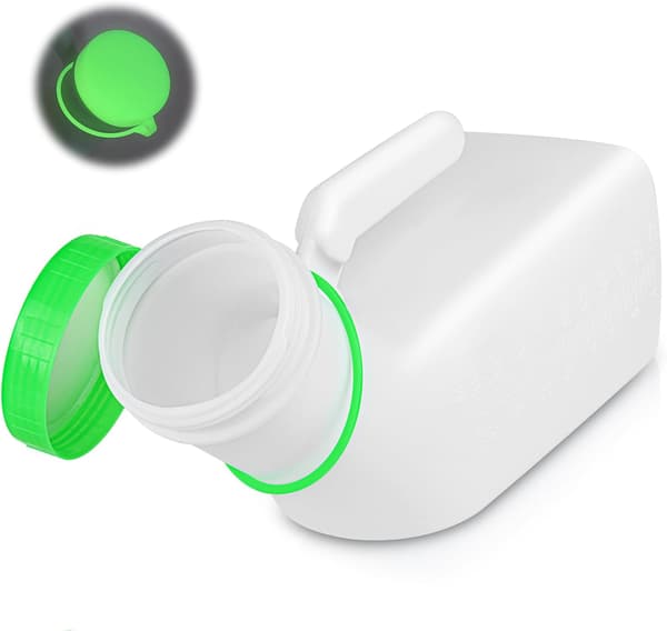 Urinflaske for menn, selvlysende 1000 ml tisseflaske for reiser og inkontinens