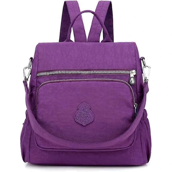Dame Casual Rygsæk Tyverisikring Vandtæt Nylon Rygsæk Skoletaske Multifunktionel Stor Kapacitet Skuldertaske Rejserygsæk, Sort Morado