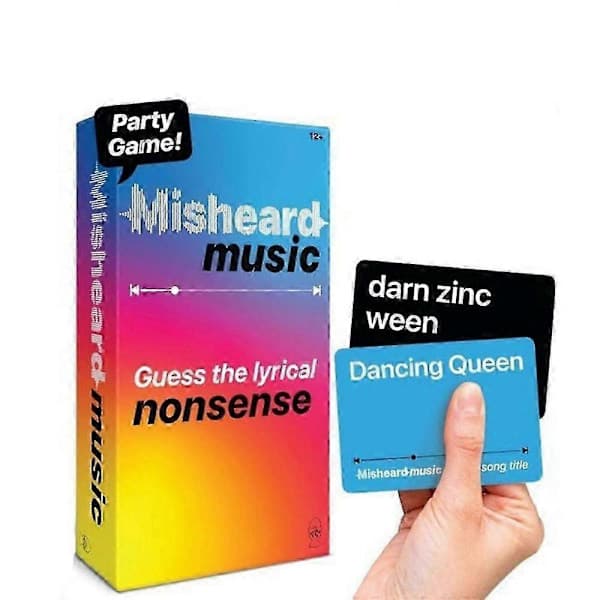 Misheard Music Party Game - Gæt sangen eller kunstneren, hurtigt kortspil med lyrisk nonsens til karaokeaftenen