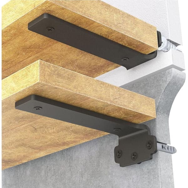 KZQ 6-pakning 10 cm flytende hyllebraketter, kraftige hyllebraketter for hyller, svartmalt metall veggmontert hyllebraketter, 75 kg lastekapasitet