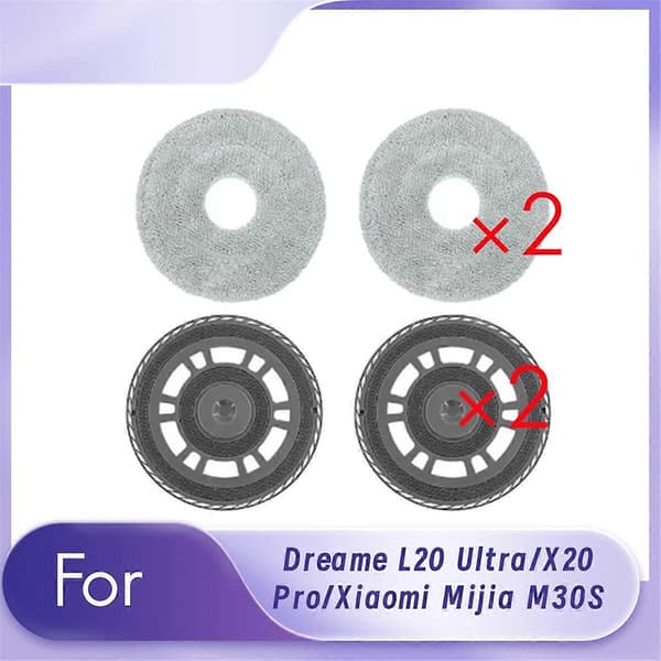 2 Moppeholder med 2 Kluter for Dreame L20 Ultra/X20 Pro/Xiaomi Mijia M30S Robotstøvsuger Moppebrettrenser (Fww)