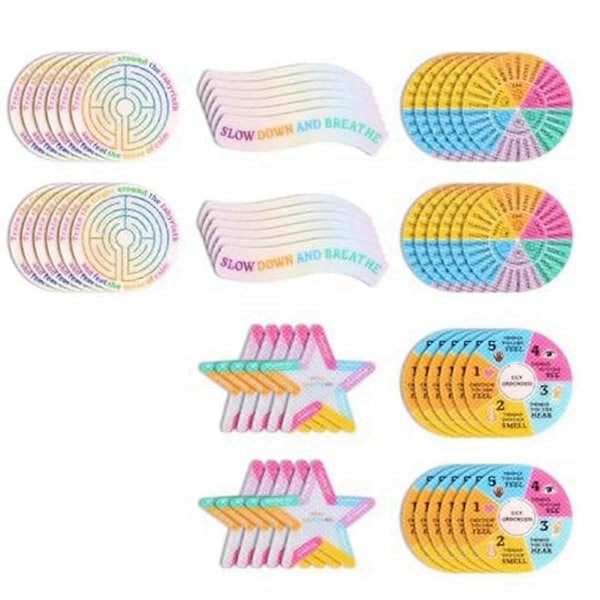 60 stk Rolige Strimler Angst Sensoriske Klistremerker, 5 Stiler Rolige Strimler Rolige Limende Taktil Tekstur