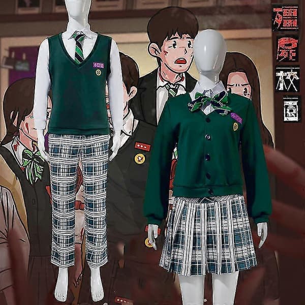 Zombie Campus Kostyme Jenter Plissert Skoleuniform Cosplay All Of Us Are Dead Uniform For Kvinner Menn