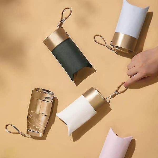 Mini sammenleggbar lomme-paraply mote dame bærbar regn- og UV-beskyttelse solparaply mannlig parasoll praktisk feriegave