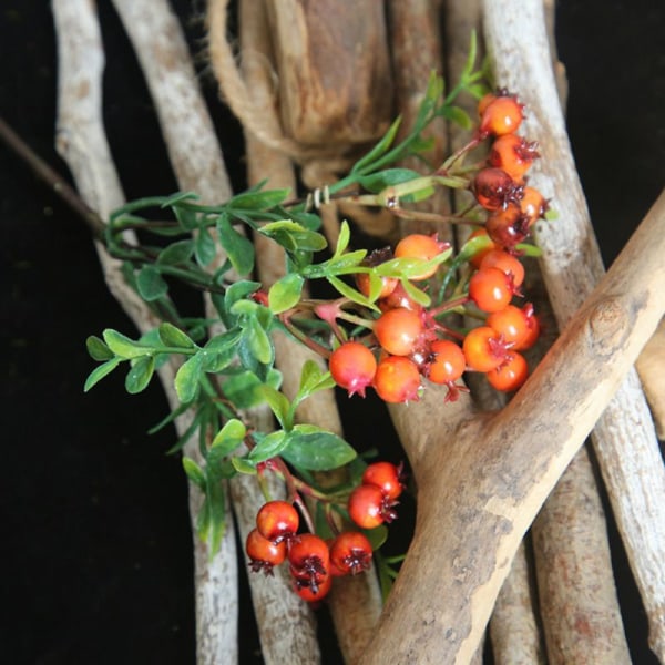 Artificial Berry Holly Branch For Diy Home Christmas Tree Decor Tangerine