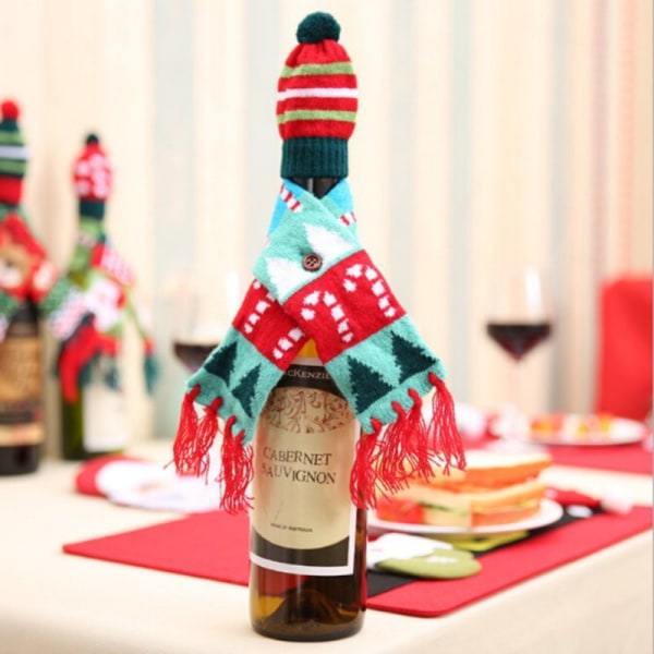 Knitting Cover Christmas Decoration Wine Bottle For Home 3 Tree