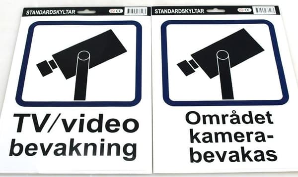 Skylt TV/Videobevakning PVC 30x40 cm
