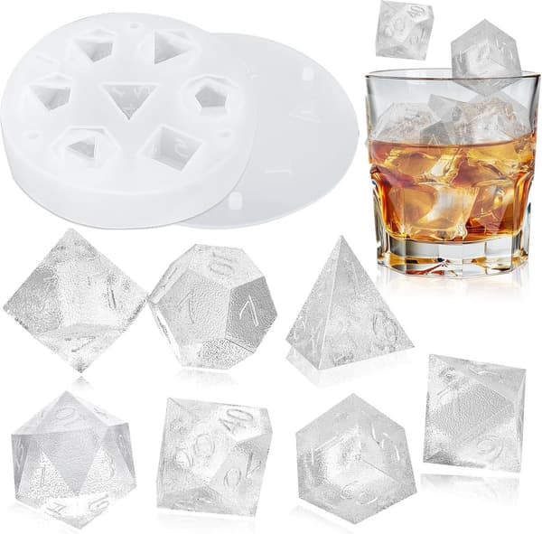 Isbakke - med låg - silikone - terning - 3D terning tilbehør - en gave til brætspilsentusiaster, perfekt til sommerdrinks - hvid