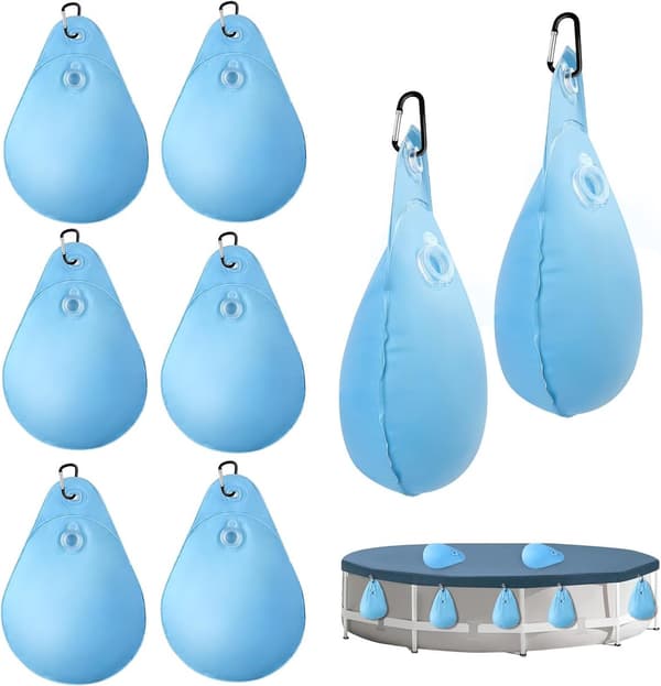 8-pakning Bassengvegg Vannblærer Dråpeformede Vannblærer PVC Vannblærer Himmelsblå 35*24cm Flate Vannblærer Bassengvann
