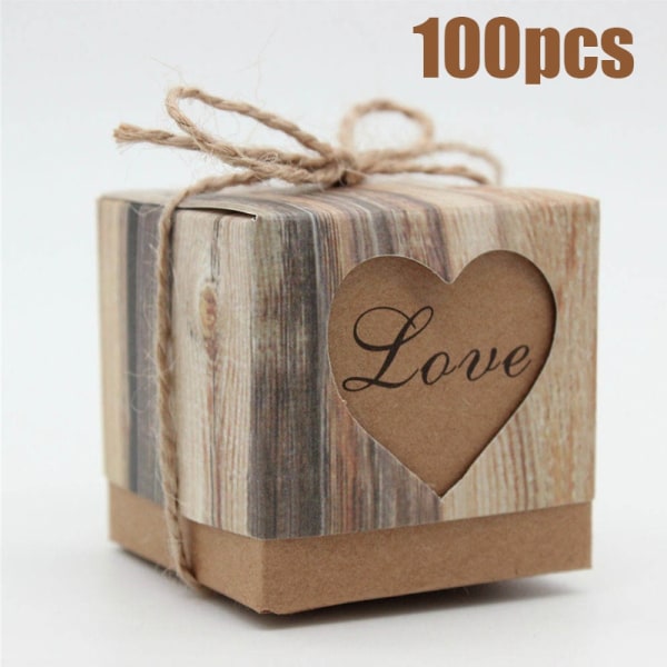 INSMA 50/100st Love Heart Kraftpapper Choklad Godis Presentförpackningar 6410426916832
