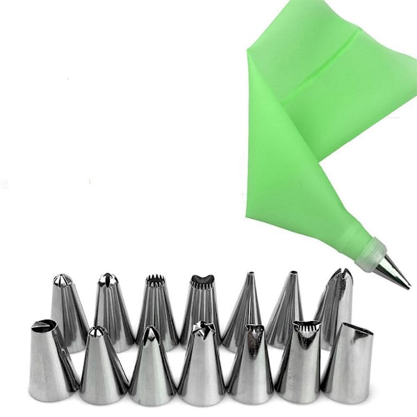 Multimarket Spritspåse I Silikon + 14 St Tyllar Och Koppling Vit/Grön