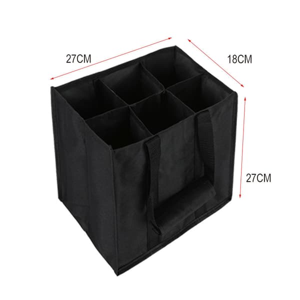 Flaskepose (holder 6 flasker) — Sort, 25 cm x 17 cm x 27 cm