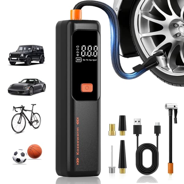3X raskere trådløs luftpumpe – USB-oppladbar bærbar dekkpumpe for SUV, bil, sykkel, motorsykkel og sportsballer