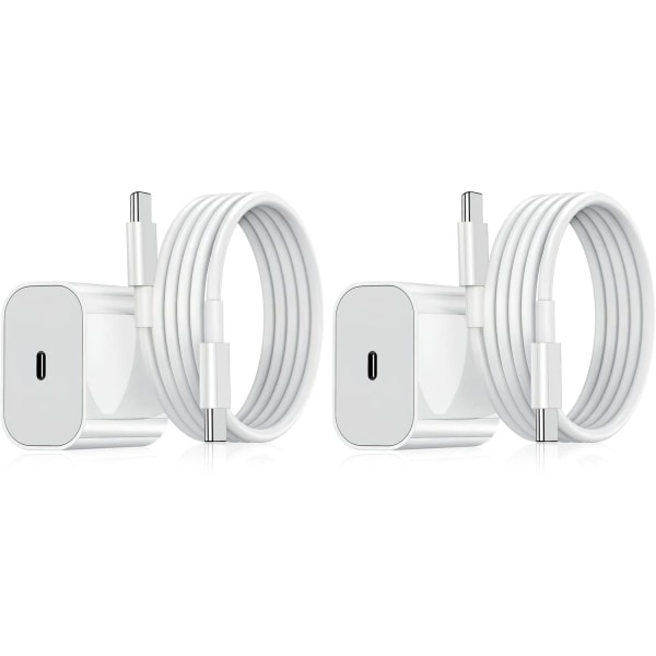 No name Oplader Til Samsung - Hurtiglader 20w Usb-c Adapter+kabel 2m White 2-pack