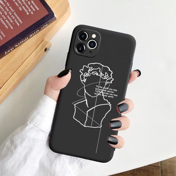 Behover.se Iphone 13 Pro Max Mini Illustreret Malet Silikone Case Sort Hvid Black One Size