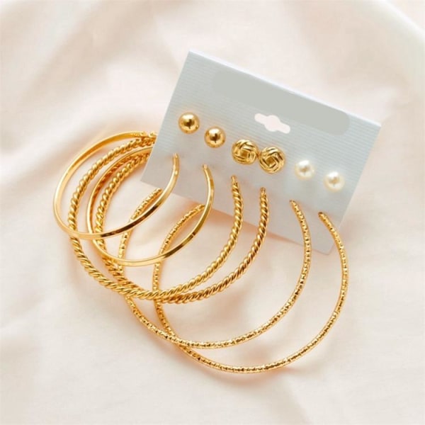 b behover. Øreringe Sæt Med 6 Forgyldte Ringe Bøjler Diamant Classy Gold One Size