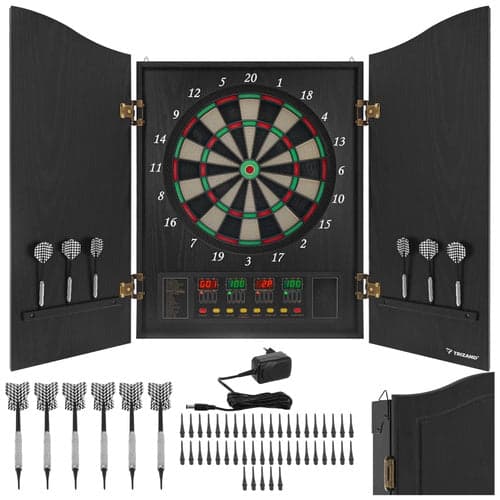 Elektronisk dartskive 45 cm med lyd/lys, flere spil, batteri/adapter