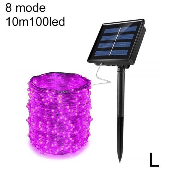 100 Led 2 8 Mode Solar Power Fairy Light String Lamp Xmas Party L Purple 8mode