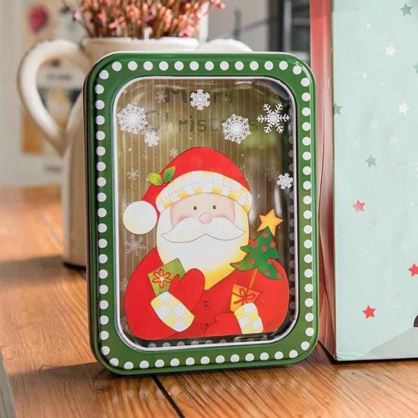 Candy Box Tinplate Cute Rectangle/round Gift Boxes Tin Case F Square Red Scarf Snowman