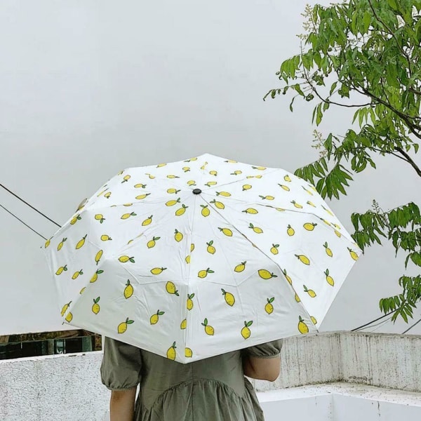 Cartoon Bear Umbrella Sun Tri Fold Travel Parasol Cherry