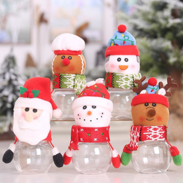 Christmas Candy Jar Plastic Cookie Storage Colorful Gift Fo Can Snowman