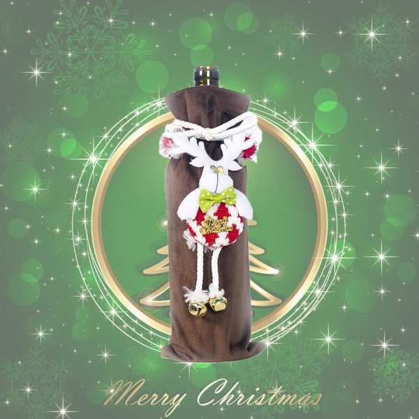 Christmas Wine Bottle Cover Set Santa Claus Snowman D White Old Man