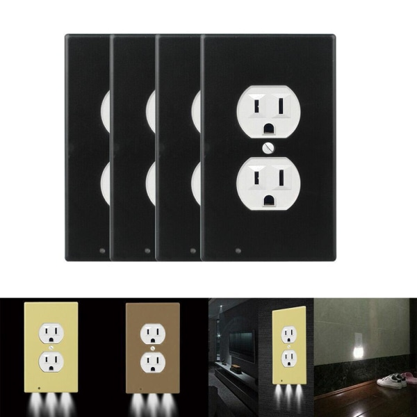 Led Light Night Sensor Plug Cover Wall Outlet Coverplate Bronze Color