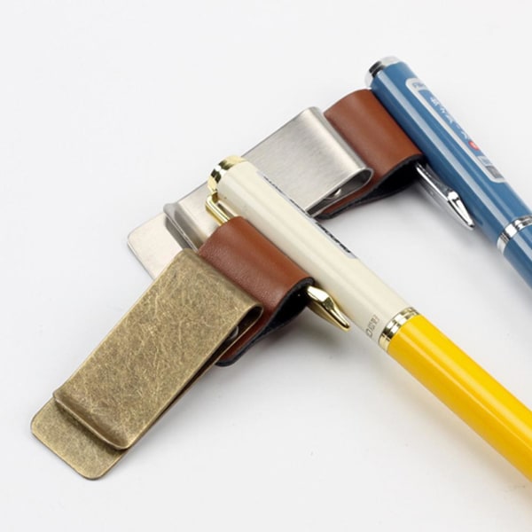 School Office Supply Stainless Steel Handmade Leather Brass Clip D 52 * 20mm