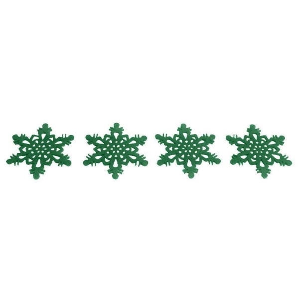 Set Of 4 High Quality Felt Coasters Colorful Snowflake Shape B Green