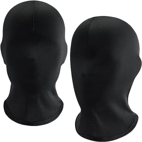 Sharharge 2 stk svart helmaske Halloween spandex hette maske Hodebeskyttelse Ansiktsløs maske for unisex cosplay kostyme