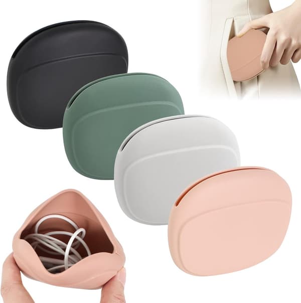 4 kpl Mini Silikoni Kuulokekotelo - Pieni Säilytyslaatikko Kaapeli ja Laturilaukku Kuulokkeiden Suojakotelo In-Ear Kuulokkeille Kuulokkeille ja Lataus