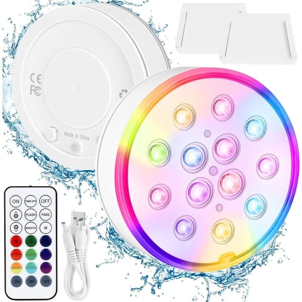 Bassenghengt lampe, helt forseglet oppladbart bassenglys, IP68 vanntett