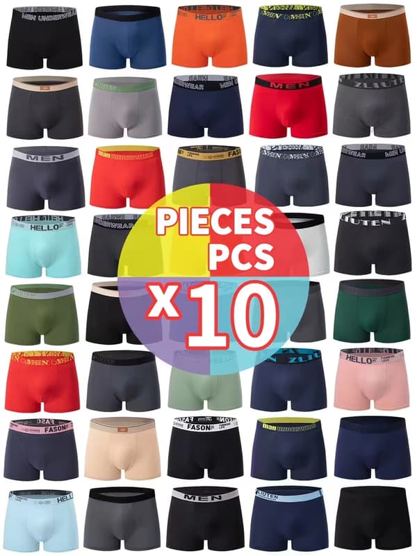 Menns mellomhøye boxershorts, komfortabelt og pustende undertøy for alle årstider, 10-pakning (tilfeldig design) _yux