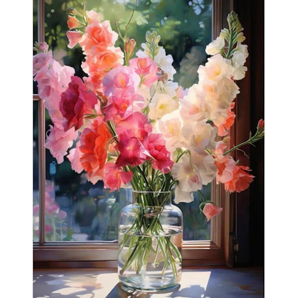 Blommor Diamantmålningssatser för Vuxna, Diamantkonstsatser för Nybörjare, 5D Diamantmålning Blommor, Ädelstenskonstsatser för Gåva Heminredning 30x40cm