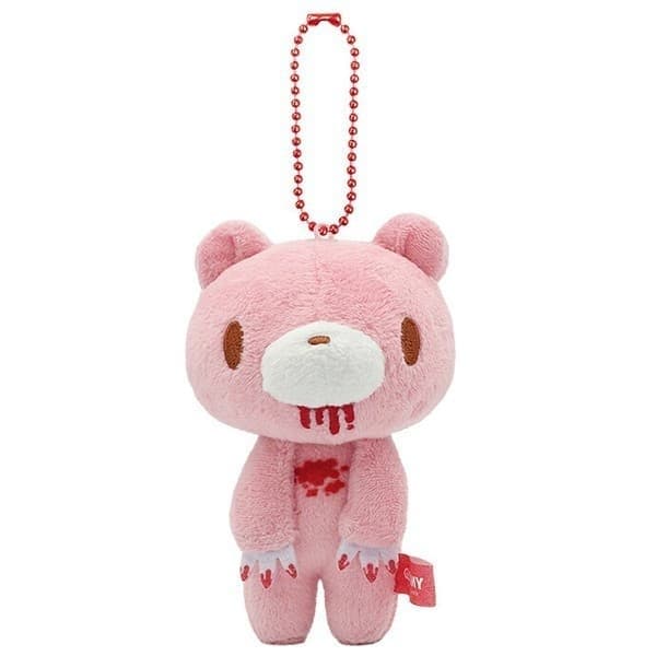 Gloomy Bear Kontrast Plysj Nøkkelring, 12 cm Mykt Utstoppet Dyreveske-anheng for Tenåringer og Voksne, Rød
