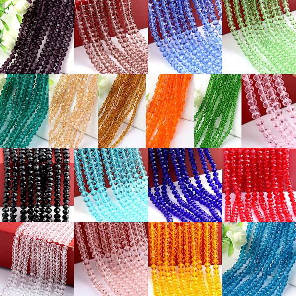 4/6/8/10mm Rondelle Faceted Crystal Glass Loose Beads Diy Findin Champagne 4mm