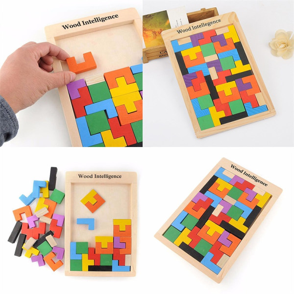 TODDLERS PRE-SCHOOL EDUCATIONAL BRAIN TEASER SMOOTH FINISH TETRIS BOARD GAME