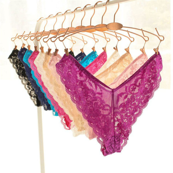 Sexy Women Briefs Panties Lace Underwear Transparent Lingerie Th Navy Blue 14#