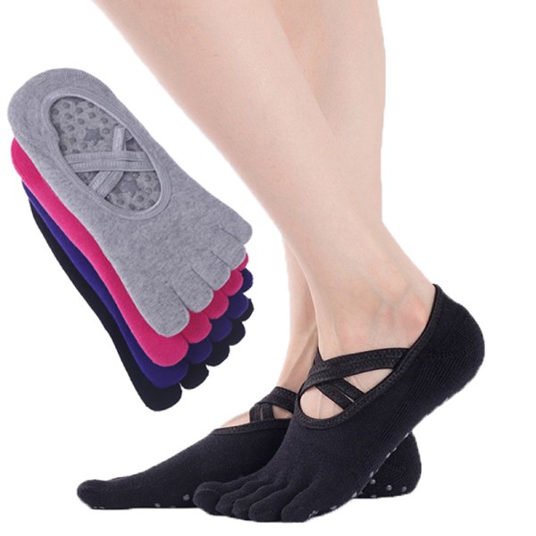Women Non-slip Yoga Socks With Grip For Pilates Ballet Dance Gym Light Gray One Size