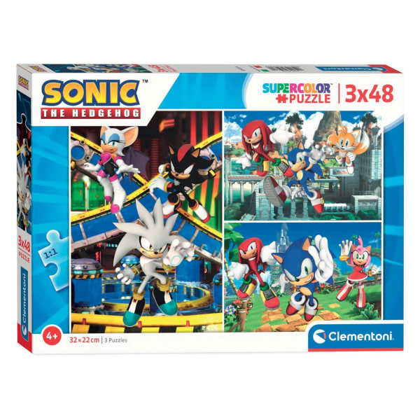 Sonic 3 In 1 Clementoni 3x48 Brikker The Hedgehog Puslespil Multicolor