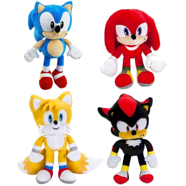 Sonic 4-pack The Hedgehog Knuckles Tails Shadow Plysdyr Legetøj Multicolor