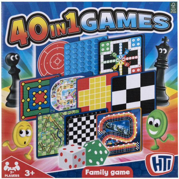 HTI 40in1 Board Games Selskabsspil Ludo Skak Draughts Snakes Multicolor