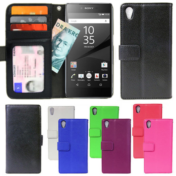 GL Plånboksfodral Sony Xperia Z5 Med Id/foto Ficka, 4st Kort Lila