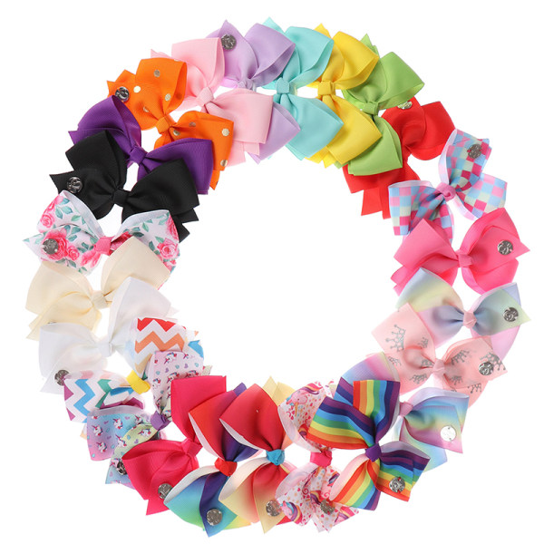 6pcs/set Fashion Baby Multicolor Bow Clips Girls Handmade Hair C B
