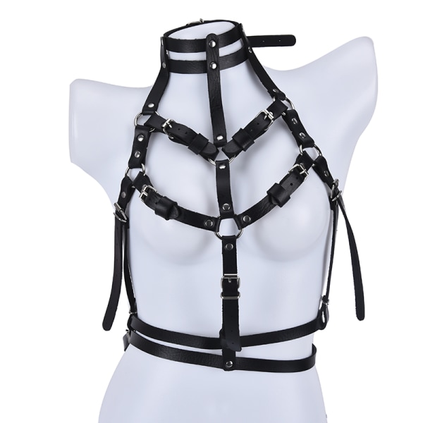 Female Leather underbust X cross Chest Harness